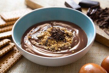 Home made chocolate cream with biscuits