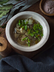 Traditional rustic leek and potato soup