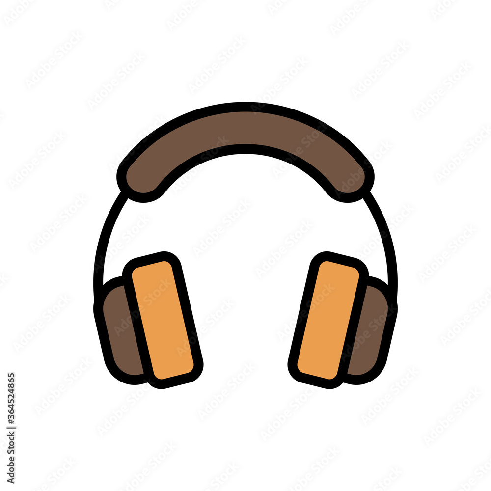 Poster headphone, music icon. simple color with outline vector elements of hipster style icons for ui and u
