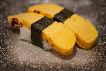 Sushi Tamago egg  with wrapped nori