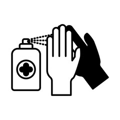 hands with soap spray lineal style icon vector design