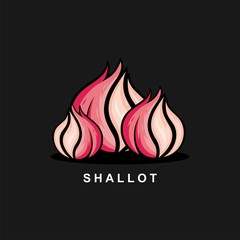 Shallot illustration vector isolated black background