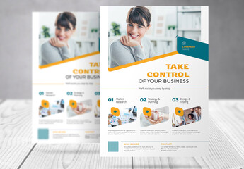 Business Flyer with Turquoise and Yellow Accents