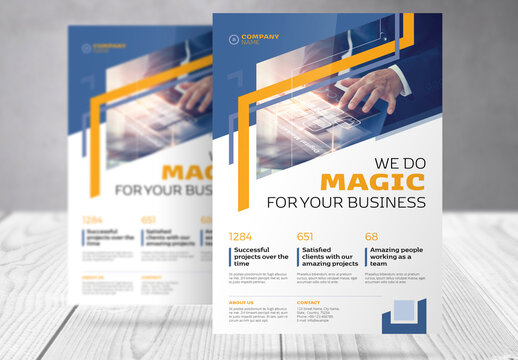 Business Flyer with Blue and Yellow Accents