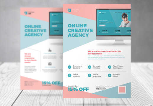 Business Flyer with Light Red and Cyan Accents