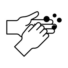 hands washing with soap lineal style icon vector design