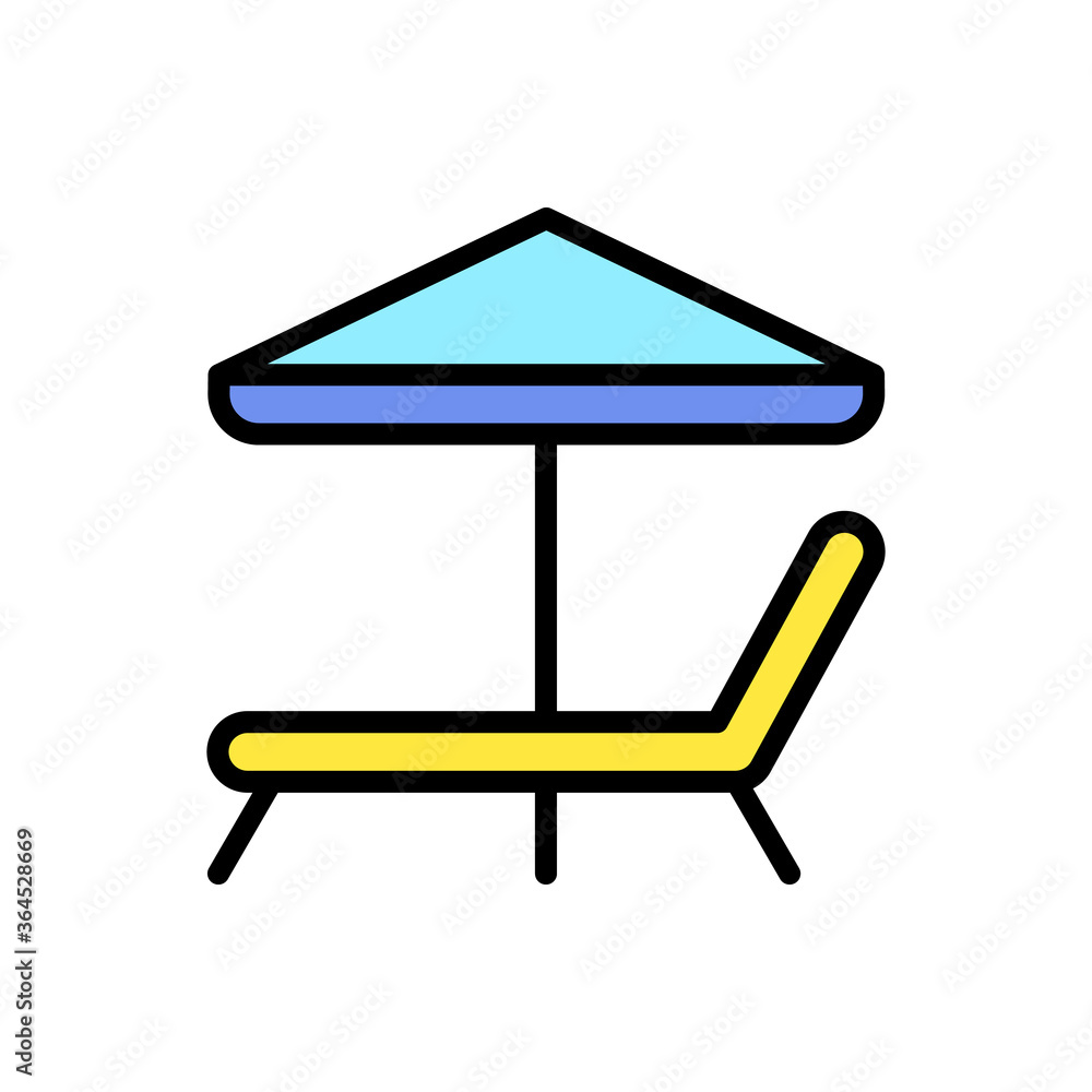 Poster lounger, umbrella icon. simple color with outline vector elements of vacation icons for ui and ux, w
