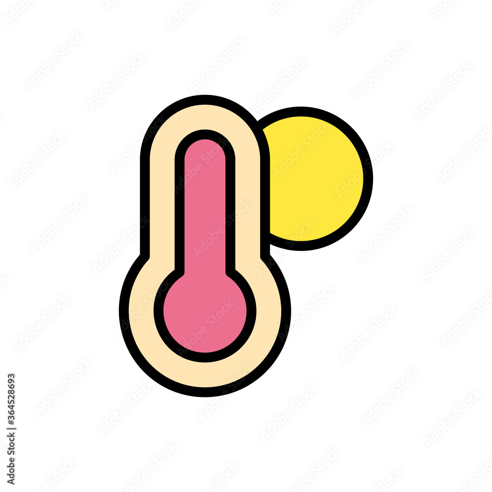 Poster thermometer, sun icon. simple color with outline vector elements of vacation icons for ui and ux, we