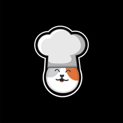Vector cat head with chef hat