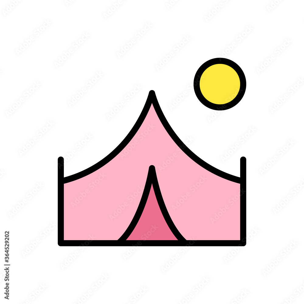 Poster tent, sun icon. simple color with outline vector elements of vacation icons for ui and ux, website o