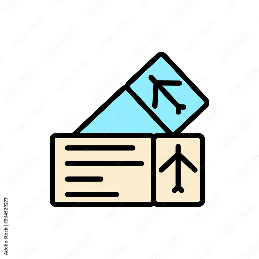 Poster ticket, airplane icon. simple color with outline vector elements of vacation icons for ui and ux, we