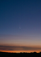 Comet Neowise above a beautiful sunrise in Catalonia. 