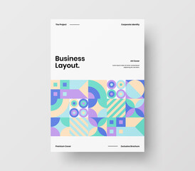 Amazing business presentation vector A4 vertical orientation front page mock up. Modern corporate report cover abstract geometric illustration design layout. Company identity brochure template.