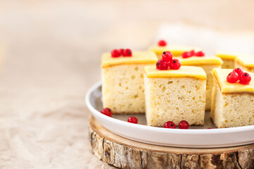 Cream cheese butter coffee-cake with lemon curd icing