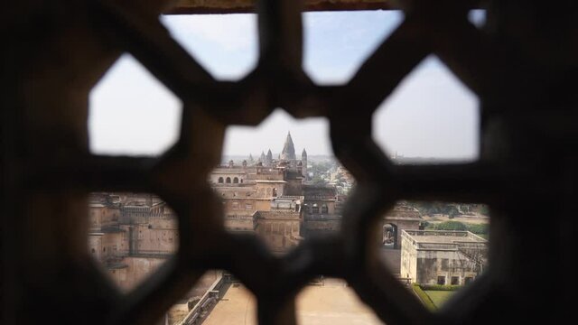 Cenotaphs From The Carved Window - UNESCO World Heritage Site In Orchha, Madhya Pradesh, India. - zoom out