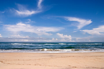 Fototapeta na wymiar The beach and ocean at Outer Banks, North Carolina.