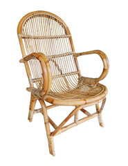 wicker chair isolated on white background. Details of modern boho, bohemian , scandinavian and...