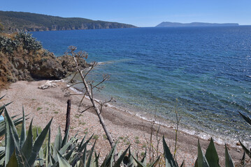 THE KAMENICE BEACH ON THE ISLAND OF VIS. KOMIZA TOWN. 