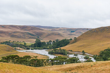 Naklejka premium Beautiful view of the Silveira River in the State of Rio Grande do Sul, Brazil, river for rainbow trout fishing.