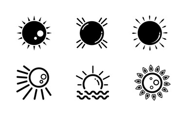 sun icon set - vector illustration .