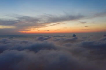 sunset over the clouds