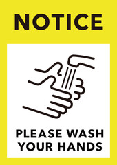 Wash your hands poster infographic (Size : A series) Yellow