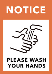 Wash your hands poster infographic (Size : A series) Orange