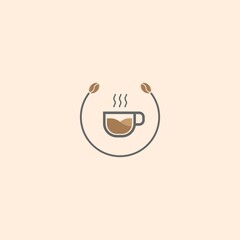 Coffee Logo. Modern Icon Symbol Monochrome Monoline Minimalism vector logo for coffee shop