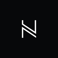 Minimal elegant monogram art logo. Outstanding professional trendy awesome artistic N NU UN initial based Alphabet icon logo. Premium Business logo white color on black background