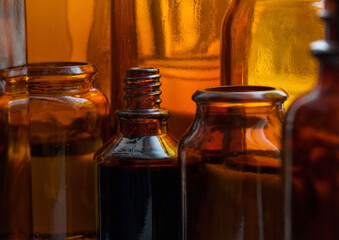 glass bottle and glass