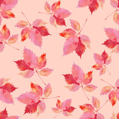 Fototapeta na wymiar Seamless Watercolor pattern, Autumn Leaves Pattern, jpg, 12x12