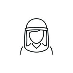 Face shield line icon isolated on white background. Vector illustration