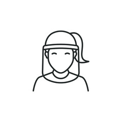 Face shield line icon isolated on white background. Vector illustration