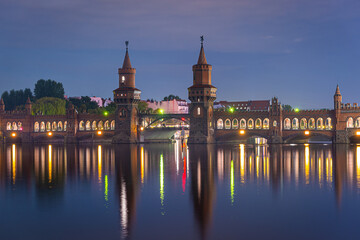 Oberbaum Bridge over the Spree River in Berlin, Germany
