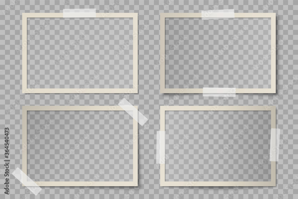 Poster vector set of beige rectangular photo card frames