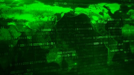 world map with digital numbers