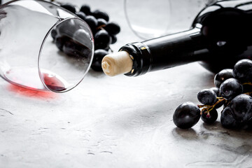 Wine set for restaurant with bottle on texture background