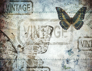 Naklejka na ściany i meble vintage background with butterfly
