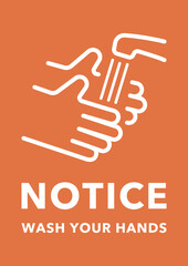 Wash your hands poster infographic (Size : A series) Orange