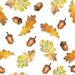 Seamless watercolor pattern,jpg,12x12 inches, Autumn Leaves Pattern