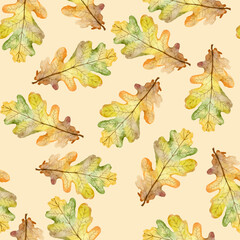 Seamless watercolor Pattern, jpg,12x12 inches, Autumn Leaves Pattern