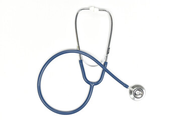 Top view of stethoscope on white background.