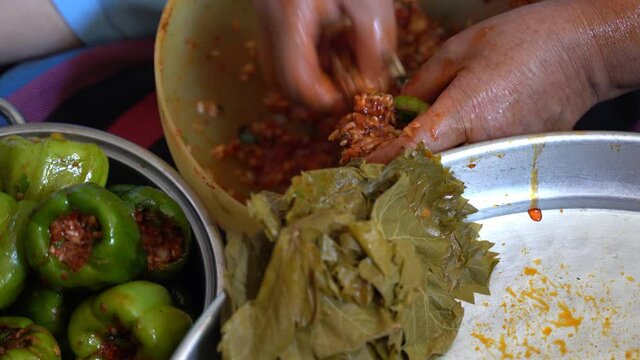 Biber Dolması is a Turkish Traditional famous food. Stuffed peppers