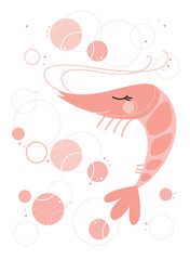 Cute prawn with bubbles ornament