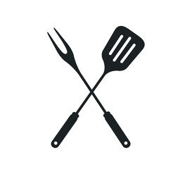 Barbecue tools icon. Grill tools icon.  Spatula icon. Spatula with fork icon. 