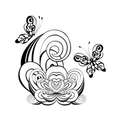 black and white butterflies background