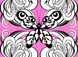 butterfly on the abstract purple glowing background