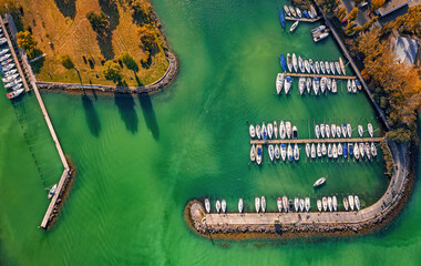 Aerial view on the port at lake Balaton