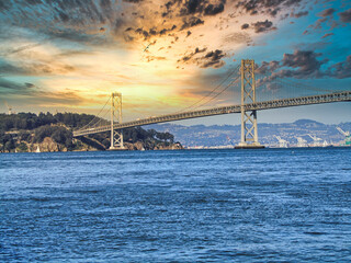 San Francisco. Golden Gate bridge at sunset. USA