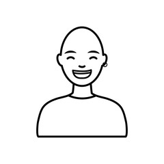 diversity people concept, cartoon young bald man smiling, line style
